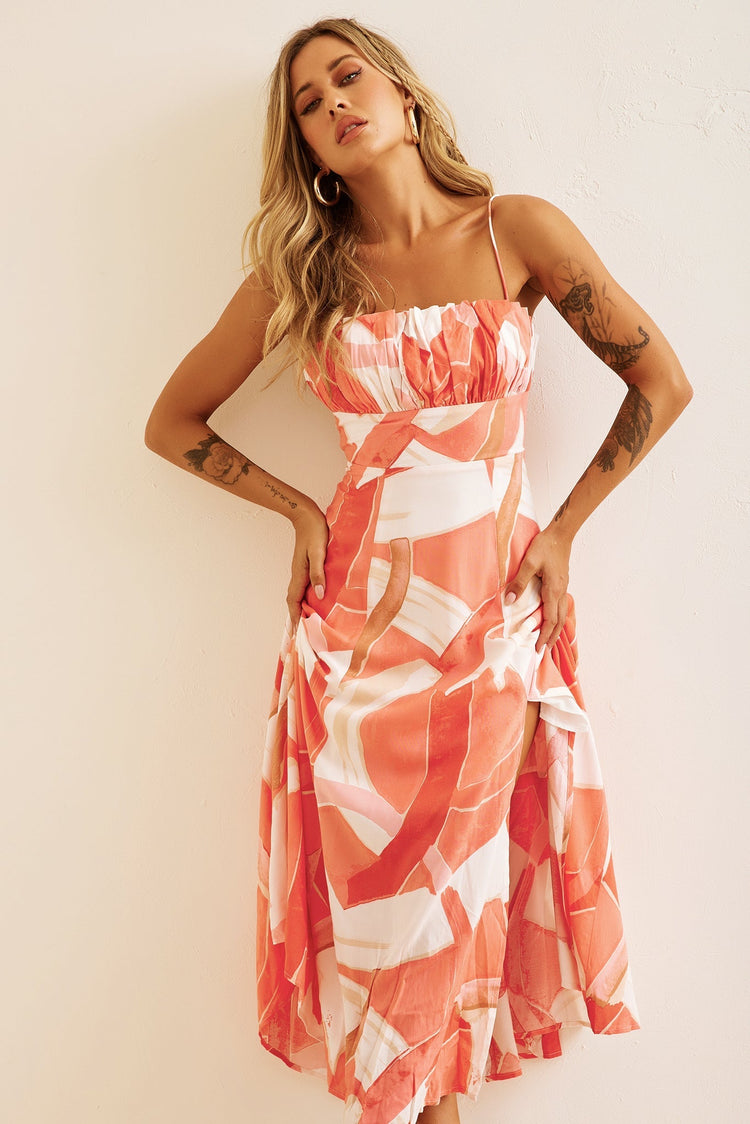 Pay Off Midi Dress - Coral for women