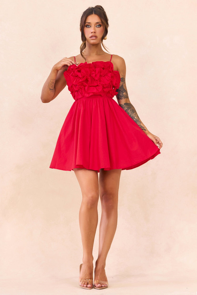 strapless open back dress Petal Whirl Cotton Mini Dress