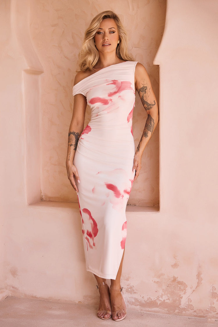 Roseberry Kiss Midi Dress - Coral for women