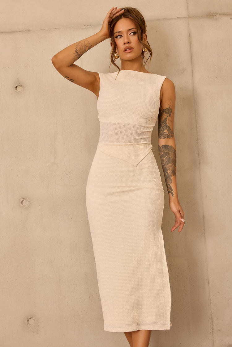 Sculpted Grace Jersey Top - Cream for women
