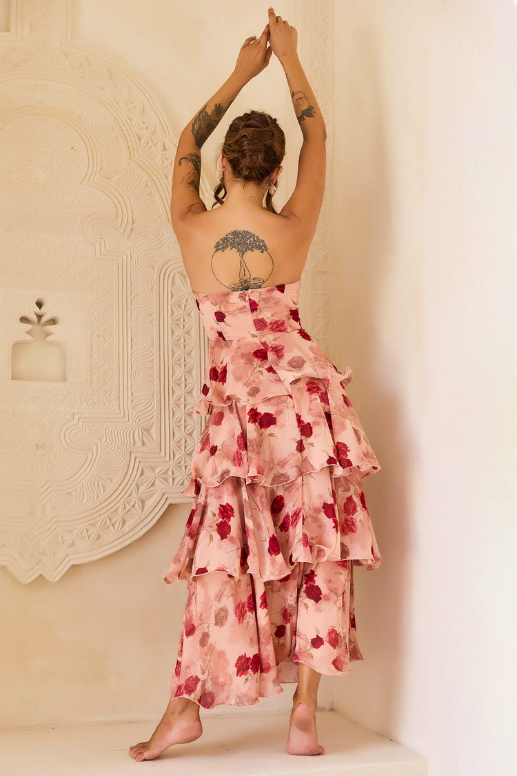 Showered With Love Chiffon Maxi Dress - Blush for women