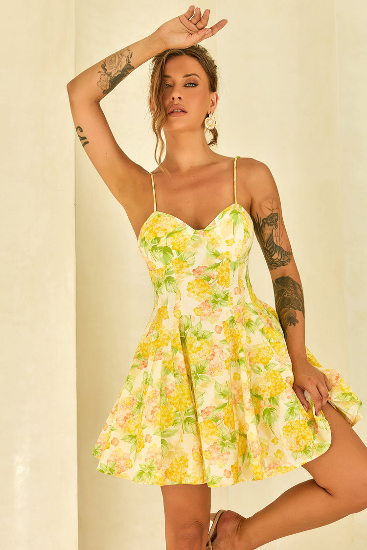 Signature Lady Woven Mini Dress - Yellow for women