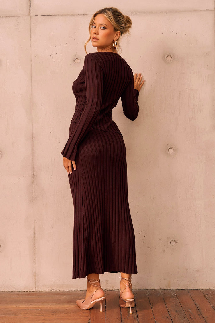 Sprint To The Finish Knit Skirt - Chocolate for women