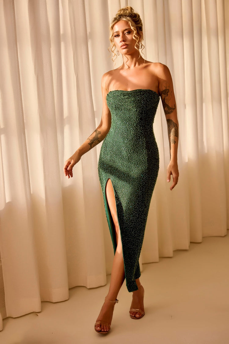 Starlit Baby Midi Dress - Forest Green for women