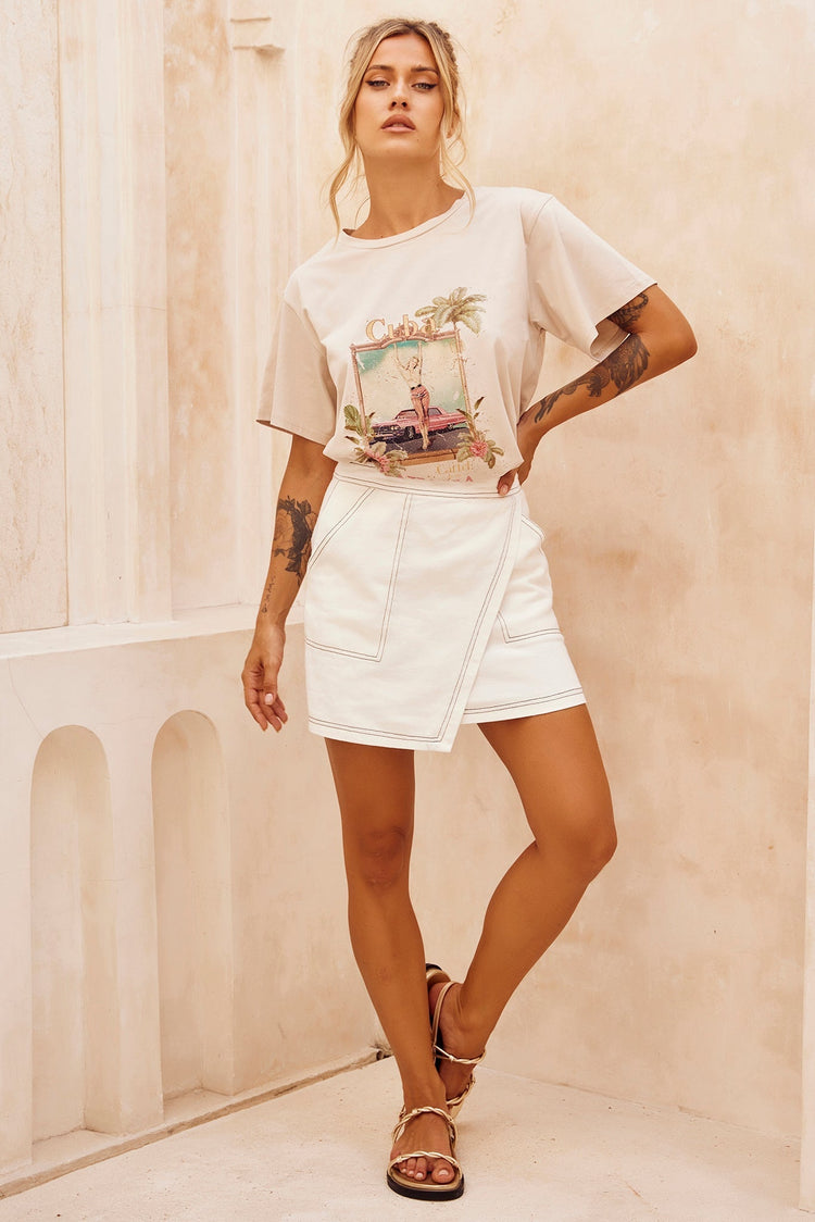 Sunset Spirit Mini Skirt - White for women