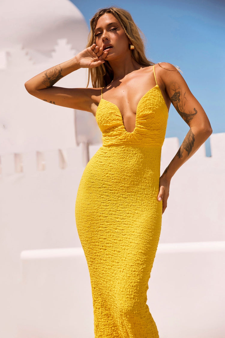 Sweet Talk Midi Dress - Yellow for women