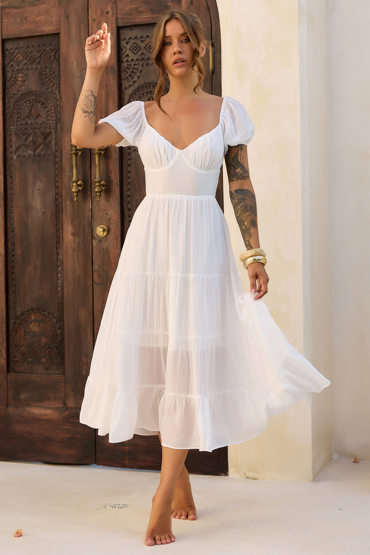 Sweetest Tea Maxi Dress - White for women