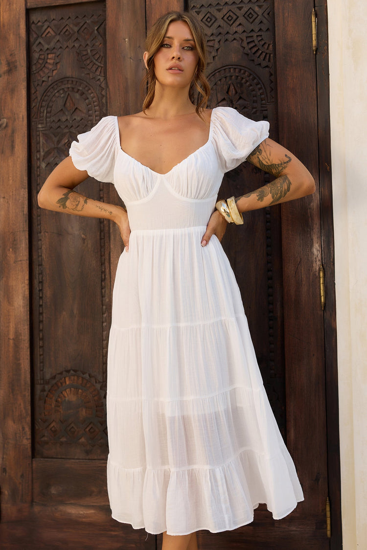 Sweetest Tea Maxi Dress - White for women