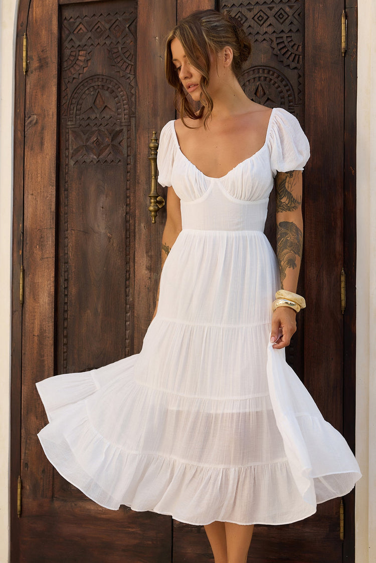Sweetest Tea Maxi Dress - White for women