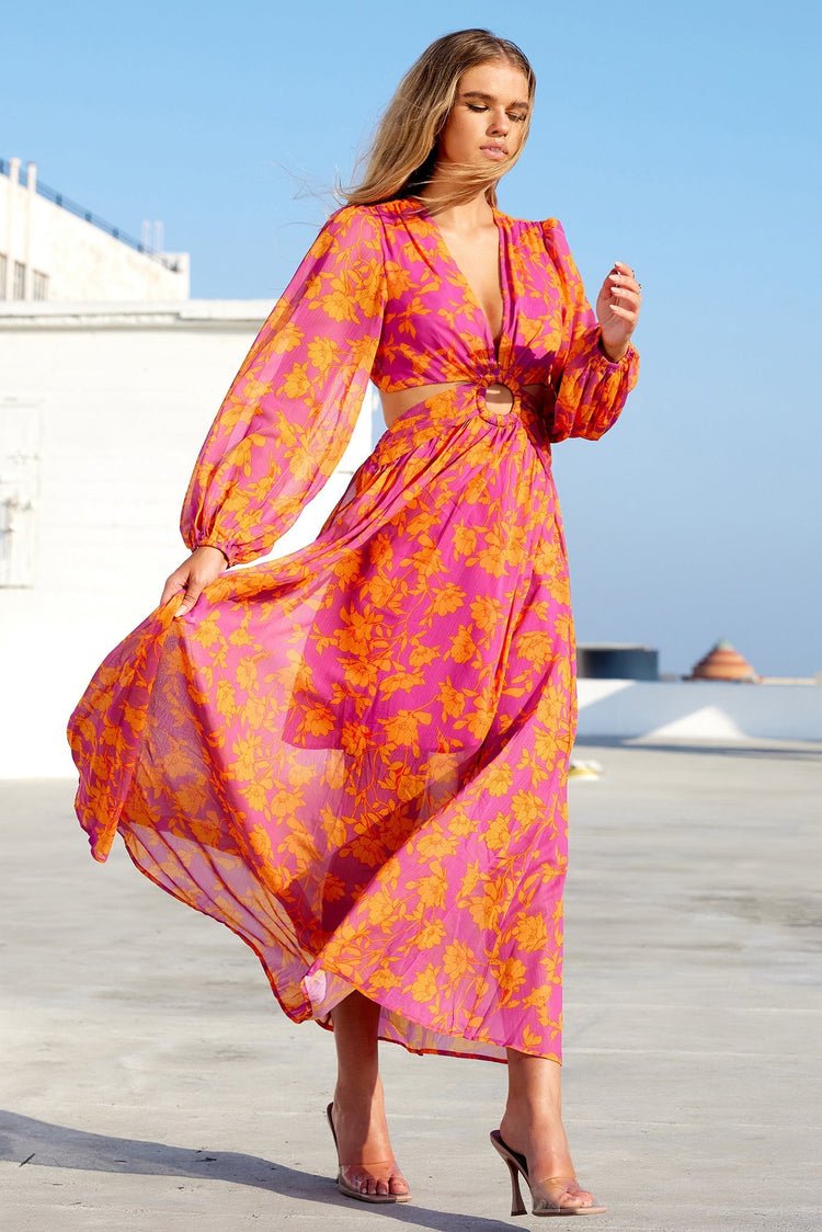 Swift Maxi Dress - Pink Orange for women