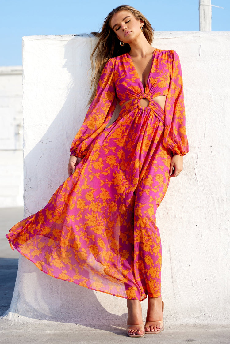 Swift Maxi Dress - Pink Orange for women
