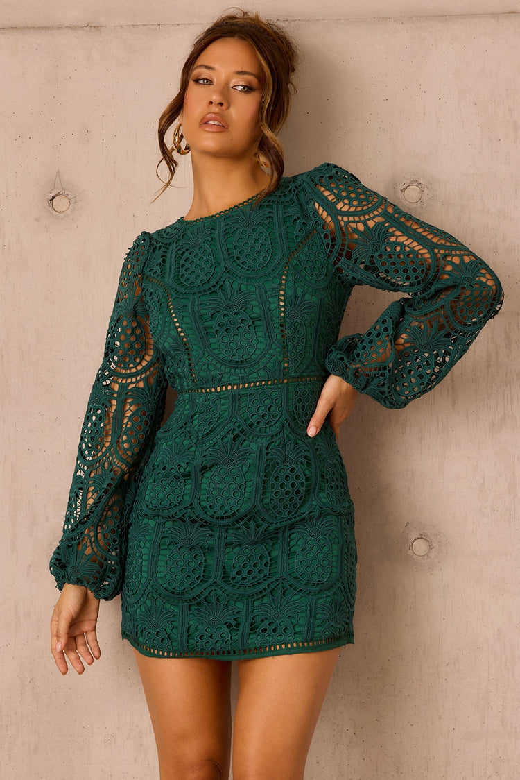 Take Me To The Tropics Dress - Forest Green for women