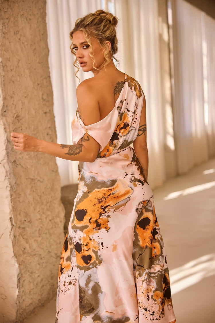 Tanya Midi Dress - Beige Multi for women