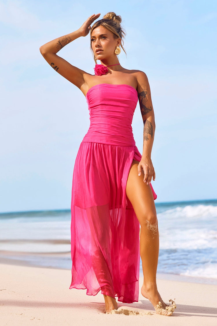 The Briana Maxi Dress - Hot Pink for women