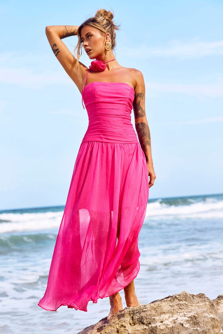 The Briana Maxi Dress - Hot Pink for women