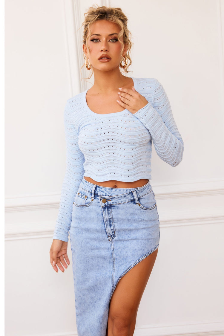 The Sea And I Knit Top - Pale Blue for women