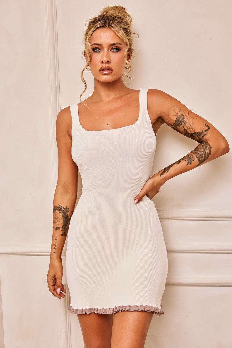 Time Out Knit Mini Dress - Cream for women
