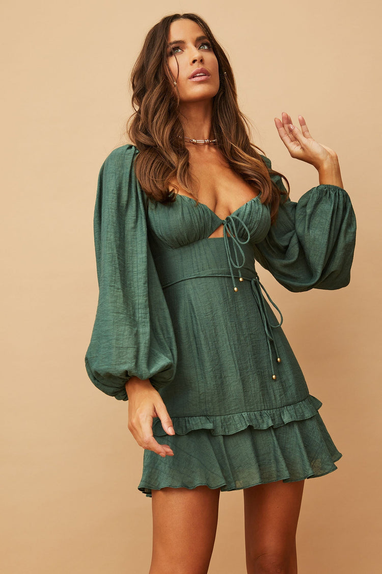 Xena Mini Dress - Forest Green for women