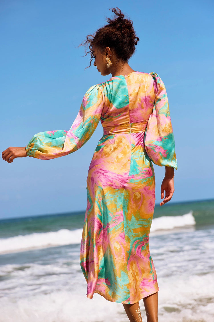Young And In Love Midi Dress - Pink Multi for women